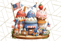 Patriotic Summer Treats Clipart, Red White Blue Whimsical Product Image 5