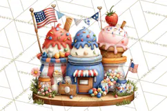 Patriotic Summer Treats Clipart, Red White Blue Whimsical Product Image 5