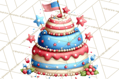 Patriotic Summer Treats Clipart, Red White Blue Whimsical Product Image 2