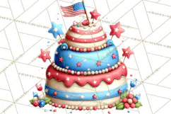 Patriotic Summer Treats Clipart, Red White Blue Whimsical Product Image 2
