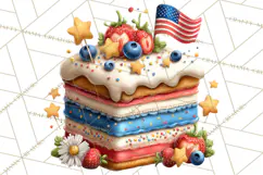 Patriotic Summer Treats Clipart, Red White Blue Whimsical Product Image 3