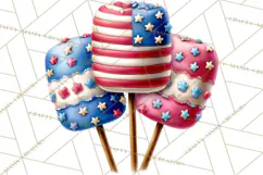 Patriotic Summer Treats Clipart, Red White Blue Whimsical Product Image 4