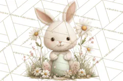Easter Bunny Clipart PNG, Baby Bunnies in Pastel Garden Product Image 3