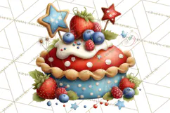 Patriotic Summer Treats Clipart, Red White Blue Whimsical Product Image 5