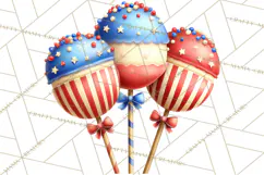 Patriotic Summer Treats Clipart, Red White Blue Whimsical Product Image 5