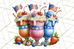 Patriotic Summer Treats Clipart, Red White Blue Whimsical Product Image 2