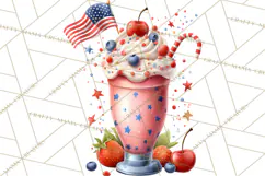 Patriotic Summer Treats Clipart, Red White Blue Whimsical Product Image 3
