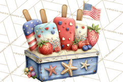 Patriotic Summer Treats Clipart, Red White Blue Whimsical Product Image 4