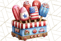 Patriotic Summer Treats Clipart, Red White Blue Whimsical Product Image 5
