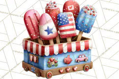 Patriotic Summer Treats Clipart, Red White Blue Whimsical Product Image 5