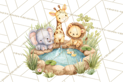 Safari Baby Animals Clipart PNG, Cute Pastel Watercolor Png Product Image 3