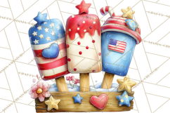 Patriotic Summer Treats Clipart, Red White Blue Whimsical Product Image 2