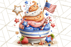 Patriotic Summer Treats Clipart, Red White Blue Whimsical Product Image 3