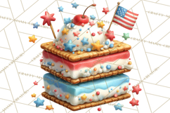Patriotic Summer Treats Clipart, Red White Blue Whimsical Product Image 5