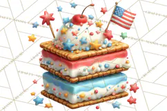 Patriotic Summer Treats Clipart, Red White Blue Whimsical Product Image 5