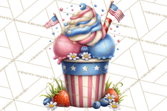 Patriotic Summer Treats Clipart, Red White Blue Whimsical Product Image 2