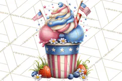 Patriotic Summer Treats Clipart, Red White Blue Whimsical Product Image 2