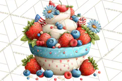 Patriotic Summer Treats Clipart, Red White Blue Whimsical Product Image 2