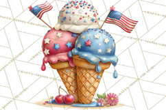 Patriotic Summer Treats Clipart, Red White Blue Whimsical Product Image 3