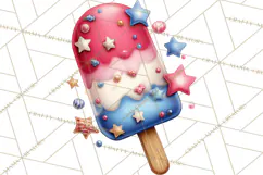 Patriotic Summer Treats Clipart, Red White Blue Whimsical Product Image 4