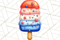 Patriotic Summer Treats Clipart, Red White Blue Whimsical Product Image 5