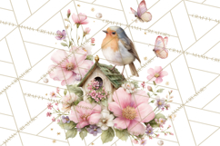 Easter Birds Clipart, Watercolor Birdhouse Illustrations Png Product Image 3