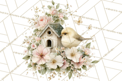 Easter Birds Clipart, Watercolor Birdhouse Illustrations Png Product Image 4