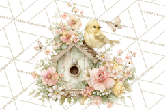 Easter Birds Clipart, Watercolor Birdhouse Illustrations Png Product Image 3