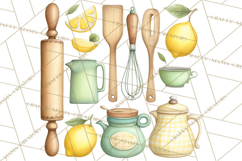 Farmhouse Lemon Kitchen Clipart, Lemon Kitchen Appliances Product Image 3