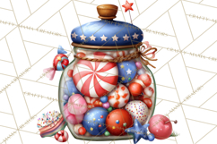 Patriotic Summer Treats Clipart, Red White Blue Whimsical Product Image 3