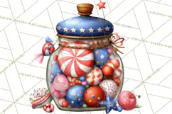 Patriotic Summer Treats Clipart, Red White Blue Whimsical Product Image 3