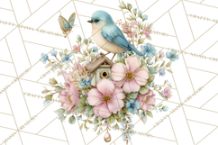 Easter Birds Clipart, Watercolor Birdhouse Illustrations Png Product Image 5