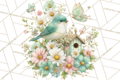 Easter Birds Clipart, Watercolor Birdhouse Illustrations Png Product Image 4
