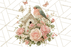 Easter Birds Clipart, Watercolor Birdhouse Illustrations Png Product Image 5