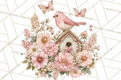 Easter Birds Clipart, Watercolor Birdhouse Illustrations Png Product Image 2