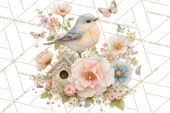 Easter Birds Clipart, Watercolor Birdhouse Illustrations Png Product Image 5