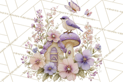 Easter Birds Clipart, Watercolor Birdhouse Illustrations Png Product Image 2