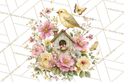 Easter Birds Clipart, Watercolor Birdhouse Illustrations Png Product Image 3