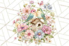 Easter Birds Clipart, Watercolor Birdhouse Illustrations Png Product Image 2