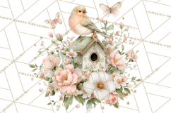 Easter Birds Clipart, Watercolor Birdhouse Illustrations Png Product Image 3