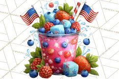 Patriotic Summer Treats Clipart, Red White Blue Whimsical Product Image 5