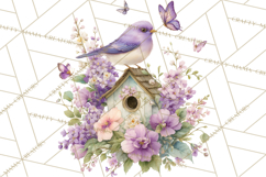 Easter Birds Clipart, Watercolor Birdhouse Illustrations Png Product Image 5