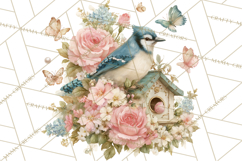 Easter Birds Clipart, Watercolor Birdhouse Illustrations Png Product Image 2