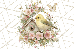Easter Birds Clipart, Watercolor Birdhouse Illustrations Png Product Image 4