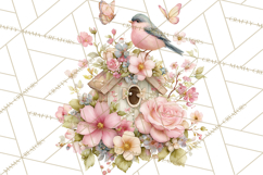Easter Birds Clipart, Watercolor Birdhouse Illustrations Png Product Image 3