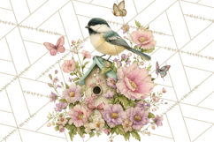 Easter Birds Clipart, Watercolor Birdhouse Illustrations Png Product Image 4