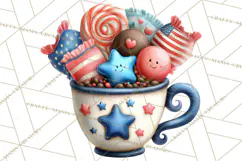Patriotic Summer Treats Clipart, Red White Blue Whimsical Product Image 2