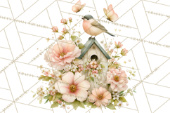 Easter Birds Clipart, Watercolor Birdhouse Illustrations Png Product Image 3