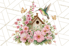 Easter Birds Clipart, Watercolor Birdhouse Illustrations Png Product Image 2