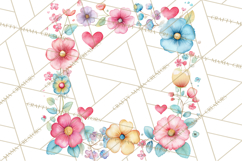 Watercolor Corner &amp; Border Clipart, Floral Frames, Heart Png Product Image 3